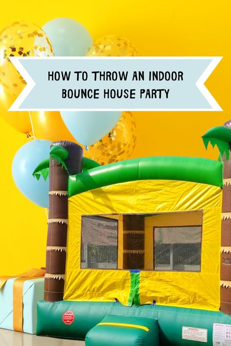 Why confine your bounce house to outdoor summer play? Winter weather doesn’t mean you can’t jump into some fun. Let’s talk about how to host an indoor bounce house party! Toys For Bounce House, Indoor Bounce House Party Birthday, Bounce House Party Ideas, Jump House Party, Bouncy House Birthday Party, Bounce House Birthday Party Ideas, Diy Sandbags, Bouncy House Party, Indoor Bounce House