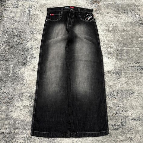 Vintage jeans | Essential Vintage y2k SOUTHPOLE black fade wash baggy wide leg NWT jeans Waist: 32 Inseam: 31 Leg opening: 9 SOLD | Instagram Black Baggy Jeans, Y2k Baggy Jeans, Black Fade, Southpole Jeans, Grunge Baggy, Men's Bottoms, Fade To Black, South Pole, Baggy Jeans