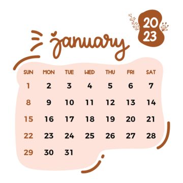 Color Calendar, 2023 Minimalist, Calendar Png, Calendar January, Watercolor Calendar, Calendar Background, 2023 Png, January Calendar, Calendar Vector