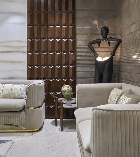 Wall Panelling Ideas Living Room, Living Room Designs Modern Contemporary, Living Room Wall Designs Modern, Living Room Contemporary Modern, Contemporary Wall Paneling, Contemporary Home Interiors, Brown Interiors, Luxury Interior Design Living Room, Modern Contemporary Interior Design