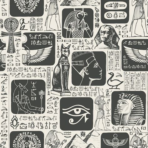 Vector seamless pattern on the ancient e... | Premium Vector #Freepik #vector #ankh #horus #egyptian-pharaoh #ancient-egyptian Egyptian Art Drawing, Egyptian Design Pattern, Ancient Egypt Aesthetic, Egyptian Poster, Egyptian Aesthetic, Egyptian Pattern, Egypt Aesthetic, Ancient Drawings, Ancient Egyptian Symbols