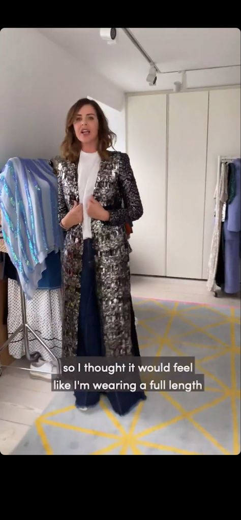 Sequins Outfit, Trinny Woodall, Metallic Style, Inspiring Women, Metal Style, Inspirational Women, Parka, Sequin Skirt, Things To Think About