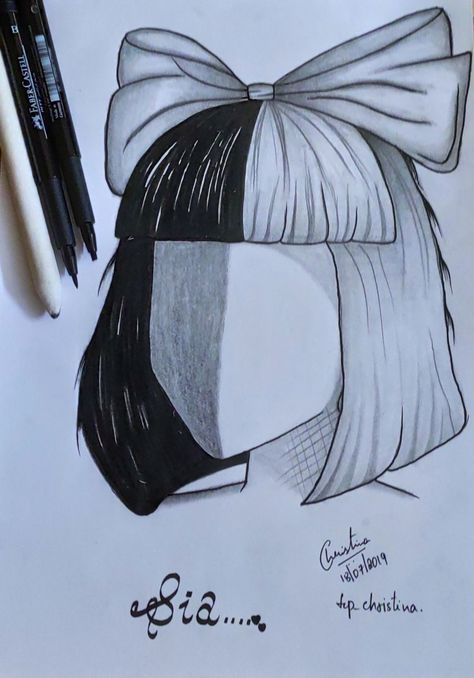 #sia #drawings Sia Drawing, Cool Pencil Drawings, Disney Princess Drawings, Princess Drawings, Random Anime, Sketches Easy, Disney Stitch, Ink Pen, Ink Pen Drawings