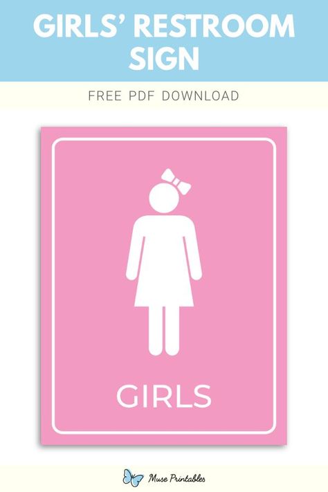 Free printable girls' restroom sign template in PDF format. Download it at https://museprintables.com/download/sign/girls-restroom/ Speed Limit Signs, Danger Signs, Boy Sign, Download Sign, Restroom Sign, Girls Bathroom, Bathroom Signs, Cute Little Drawings, Sign Templates