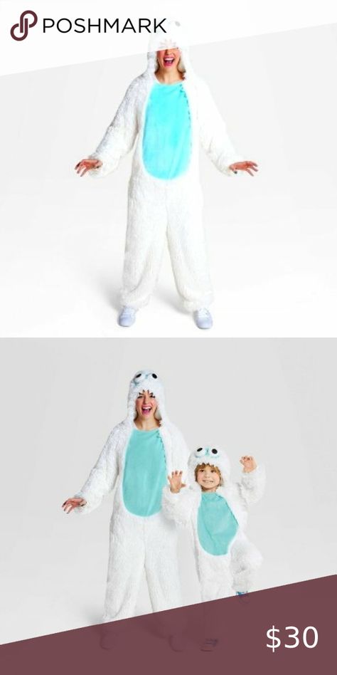 Winter Yeti Costume Plush Zip Up White Jumpsuit M Yeti Costume, Josh Gates, Costume Women, Winter Cabin, White Jumpsuit, Costumes For Women, Winter Outfits, Zip Ups, Cabin