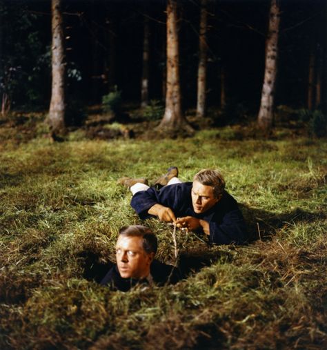 Steve McQueen, Richard Attenborough | The Great Escape | 1963 | as Hilts 'The Cooler King' Escape Movie, Richard Attenborough, Boys Republic, James Garner, Steve Mc, Great Escape, The Great Escape, Steve Mcqueen, Actor Photo