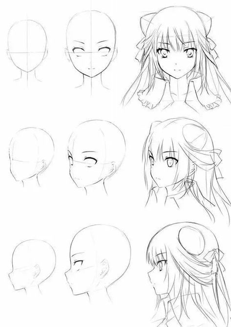 45 Anime Drawing Ideas: A Complete List And Guide For Drawers Girl Head Drawing, Head Sketch, Anime Face Drawing, Manga Tutorial, Head Drawing, Drawing Eyes, Anime Tutorial, How To Draw Anime, Draw Manga