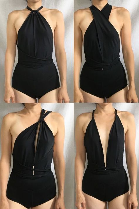 Infinity Swimsuit, Diy Bathing Suit, Homemade Wardrobe, Swimwear Sewing, How To Upcycle Clothes, Easy Upcycle, Convertible Clothing, Diy Swimsuit, Bodysuit Pattern