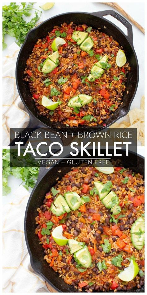 Make Ahead Lunch, Tacos Vegan, Taco Skillet, Vegan Taco, Super Easy Dinner, Taco Shells, Vegan Tacos, Make Ahead Lunches, Vegan Beans