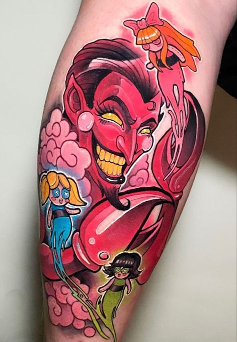 Cartoon Tattoos Color, Traps Tattoo Men, Traps Tattoo, Wired Tattoo, Neon Tattoos, Character Tattoo Ideas, Anime Tats, Tato Flash, Anime Tattoo Ideas