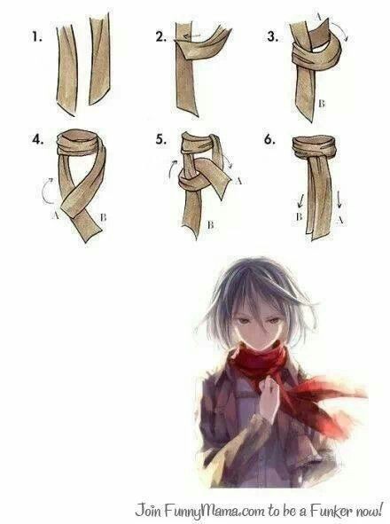 Mikasa Scarf, Simpul Dasi, Kraftangan Prasekolah, Bahasa Jepun, Anak Haiwan, Haiwan Lucu, Style Anime, Titans Anime, Seni Dan Kraf