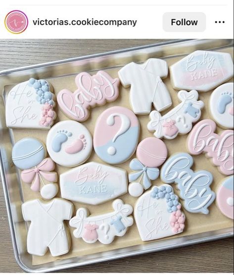 Gender Reveal Party Cookies, Simple Gender Reveal Party, Gender Reveal Dessert, Simple Gender Reveal, Gender Reveal Cookies, Farm Cookies, Fun Baby Announcement, Cookies Theme, Idee Babyshower