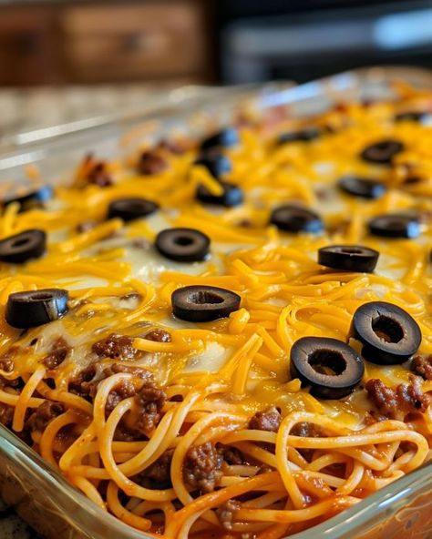 Taco Spaghetti Casserole, Cornbread Taco, Spaghetti Dishes, Pasta Casseroles, Cooktop Cove, Pasta Ideas, Taco Spaghetti, Spaghetti Casserole, Taco Bake