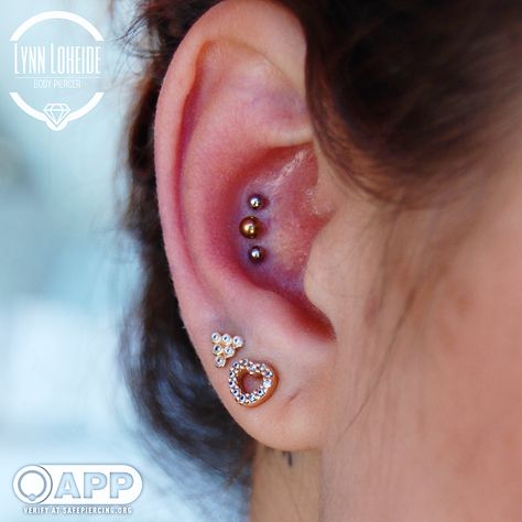 Industrial Piercing Ideas, Triple Conch, Triple Conch Piercing, Conch Piercing Stud, Piercing Placement, Ear Stacking, Piercing Chart, Ear Curation, Conch Hoop