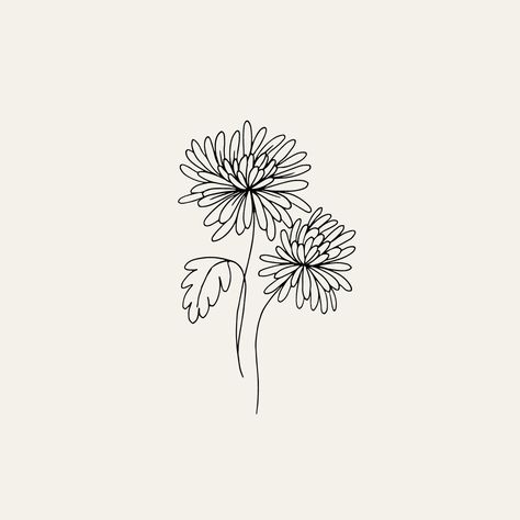 Chrysanthemum Bouquet Drawing, Crisanthiums Flower Drawings, Crysanthemum Tattoo Bouquet, Chrysanthemums Flower Tattoo, Small Line Work Flower Tattoo, November Flower Tattoo Simple, Birth Flower November Tattoo, Easy Chrysanthemum Drawing, November Flower Tattoo Chrysanthemums Small