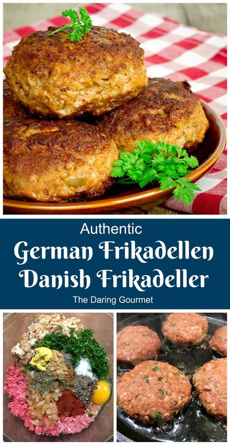 Delicious hot or cold, can be made in advance and freeze well, these deliciously seasoned meat patties are massively popular in Germany and Denmark! German Meat Patties, Germany Food Recipes, German Seasoning, German Dishes Traditional, Chicken Snitchel Recipes, Frikkadel Recipe, German Burgers, German Meals, German Food Recipes