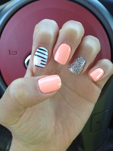 Gel Polish Nail Designs, Nails 2017, Coral Nails, Easy Nails, Cute Gel Nails, Nails Polish, Nail Polish Designs, Gel Nail Designs, Cute Nail Designs