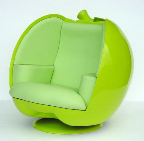 Green Apple pod chair Funky Sofa, Futuristic Chair, Weird Furniture, Pod Chair, Funky Chairs, Unusual Furniture, Chair Design Modern, Cute Furniture, Futuristic Furniture