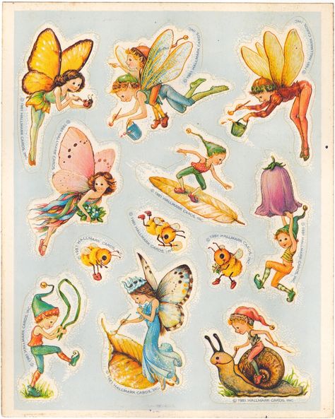 Hallmark Cards Fairy Stickers Vintage Fairy Stickers, Fairy Stickers Printable, Fairies Painting, Bee Vintage, Nursery Illustration, Fairy Stickers, Vintage Fairy, Fairy Artwork, Fairytale Illustration