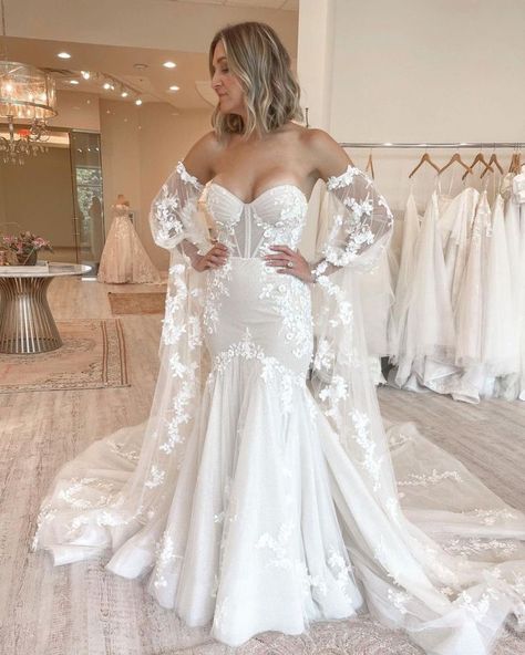 Off The Shoulder Long Sleeve Wedding Dress, Wedding Dresses Lace Sleeves, Wedding Dress With Sleeve, Martina Liana Luxe, Glamorous Wedding Dress, Mermaid Wedding Dress With Sleeves, Unwritten Rules, Martina Liana Wedding Dress, Wedding Dresses Whimsical