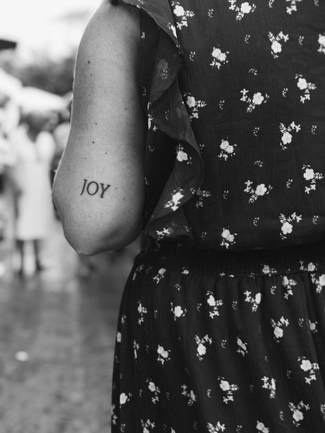 ”Always be full of joy in the Lord. I say it again—rejoice!” ‭‭Philippians‬ ‭4:4‬ ‭ #tatto #joy #ink #london #simpletatto Rejoice Tattoo, Joy Tattoo Ideas, Simple Tatto, Above Elbow Tattoo, Joy In The Lord, Joy Tattoo, Grace Tattoos, Tiny Tats, Elbow Tattoo