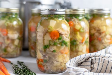 Chicken Noodle Soup Canning Recipe, Canning Chicken Noodle Soup Pressure, How To Can Chicken Soup, Pressure Canning Chicken Soup, How To Can Chicken Noodle Soup, Canning Chicken Noodle Soup, Canning Chicken Soup, Canned Chicken Soup, Chicken Noodle Soup Can