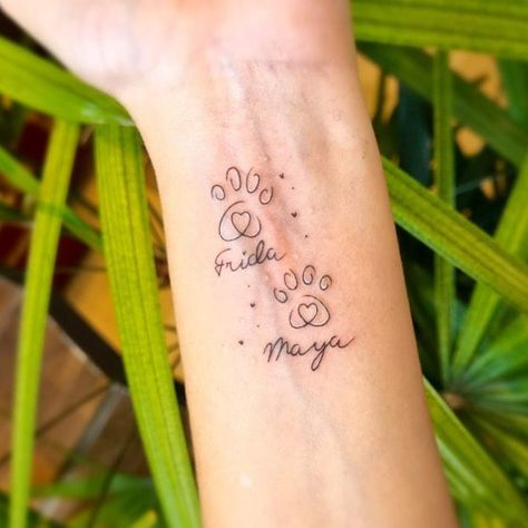 Aussiedoodle Tattoo, Dog Paw Tattoo With Name, Upper Calf Tattoo, Cat Tattoo With Name, Dog Tattoo With Name, Tattoos For Lost Dogs, Dog Name Tattoos, Dog Name Tattoo, Tattoo Pet