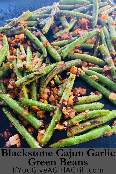 green beans on the griddle Green Beans On Blackstone, Blackstone Green Beans, Blackstone Side Dishes, Blackstone Betty, Outdoor Griddle Recipes, Blackstone Cooking, Seasoned Green Beans, Griddle Cooking Recipes, Blackstone Recipes