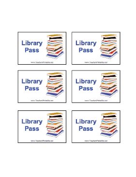 A sheet of six library passes illustrated in color with a stack of books. Cut apart and use as-is or laminate for durability. Free to download and print School Library Activities, Library Hall, School Library Bulletin Boards, Elementary Librarian, A Stack Of Books, Library Organization, Hall Pass, Library Bulletin Boards, Teachers Corner