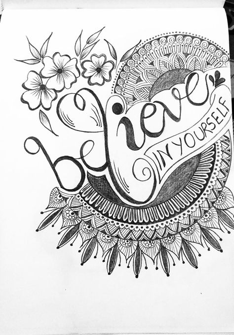 Believe In Yourself Mandala Art, Believe In Yourself Drawing, Dora Drawing, Mandala Arts, Card Design Handmade, Yourself Quotes, Dulhan Mehndi, Folk Design, Bullet Journal Mood