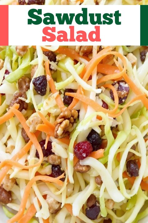 Sawdust Salad Recipe

Ingredients

- 1 cup shredded cabbage
- 1 cup shredded carrots
- 1 cup crushed pineapple, drained
- 1 cup shredded coconut
- 1 cup mini marshmallows
- 1 cup chopped nuts (such as pecans or walnuts)
- 1 cup whipped topping
- 1/2 cup mayonnaise
- 1/4 cup sugar
- 1 tablespoon lemon juice

Full Cooking Instructions on... Sawdust Salad Recipe, Sawdust Salad, Carrot Salad With Raisins, Shredded Salad, Salad With Raisins, Shredded Cabbage, Shredded Carrots, Carrot Salad, Crushed Pineapple