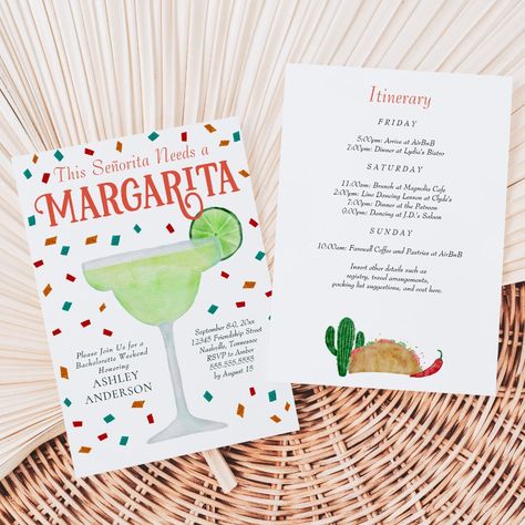 Last Fiesta Margarita Bachelorette Weekend Party Invitation  Zazzle Margarita Bachelorette, Swim Party Invitations, Bachelorette Card, Itinerary Invitation, Bachelorette Weekend Itinerary, Bachelorette Weekend Invitations, Bachelorette Invitation, Summer Bridal Showers, Bachelorette Invitations