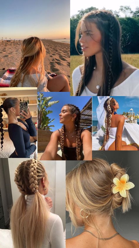 Corset Top Hairstyle, Summer Hair Styles Medium Length, Obx Hairstyles, Amusement Park Hairstyles, Summer Wavy Hair, Quick Summer Hairstyles, Pool Day Hairstyles, Beach Day Hairstyles, Curly Hair Black Women