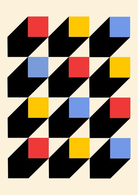 Elements Of Design Shape, Architecture Geometric, Color Theory Art, Mondrian Art, Geometric Shapes Art, Geometrical Design, Art Optical, Ajrakh Prints, Cube Pattern