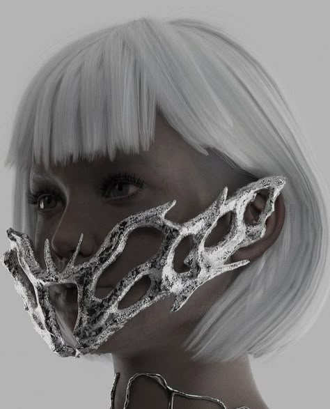 Futurism Fashion, Space Fashion, Face Jewellery, Cyberpunk Aesthetic, 3d Fashion, Cyberpunk Fashion, Metal Fashion, Fashion Mask, Futuristic Fashion