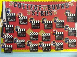 Scholarship Display Bulletin Boards, College Acceptance Bulletin Board Ideas, College Acceptance Bulletin Board, College And Career Center Decor, College Awareness Week, College Bulletin Board, Graduation Bulletin Board, College Advising, College Theme