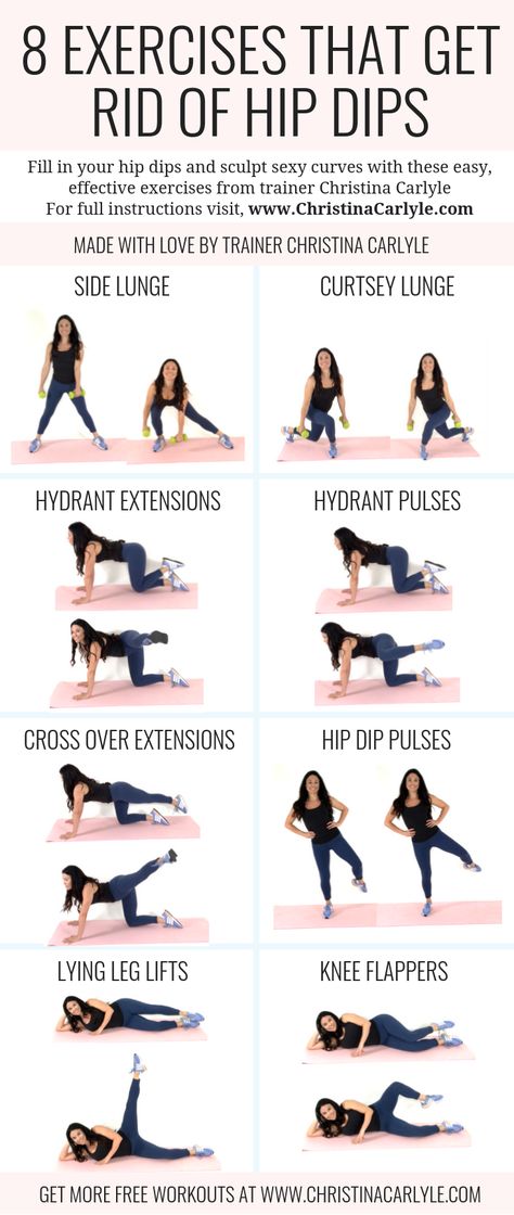 The Best Hip Dip Exercises that get rid of hip dips and help sculpt round, curvy hips from top trainer Christina Carlyle https://christinacarlyle.com/how-to-get-rid-of-hip-dips/ Hip Rounding Exercises, Rounding Out Hips, Workouts To Help With Hip Dips, How To Sculpt Your Body Exercise, Workout For Round Hips, Round Hip Workout, Yoga For Hip Dips, How To Get Rid Of Hips, Workouts For Hip Dips And Love Handles