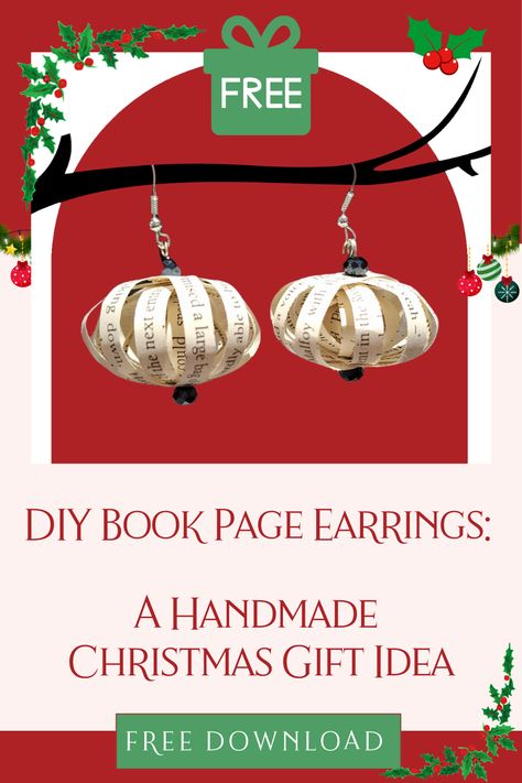 🎄✨ Looking for a thoughtful Christmas gift? Make stunning book page earrings with our free PDF tutorial! Perfect for book lovers and crafters, these handmade earrings add a personal touch to your holiday gifting. Easy to make and full of charm, they’re a meaningful way to spread festive cheer. Download the tutorial today and create a gift they’ll treasure! 🎁❤️ #DIYChristmasGifts #HandmadeWithLove #UpcycledCrafts #BookLoversChristmas #FreeTutorial Thoughtful Christmas Gifts, Handmade Christmas Decorations, Christmas Gift Decorations, Handmade Christmas Gifts, Earring Tutorial, Free Earrings, Upcycled Crafts, Diy Book, Christmas Gift Idea