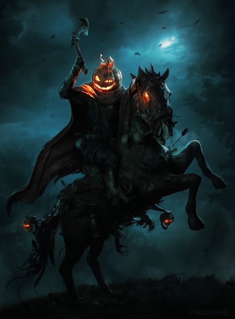 ArtStation - The Legend of Sleepy Hollow , Gabriel Tanko Halloween Fantasy Art, Halloween Monsters Art, Headless Horseman Art, Halloween Fan Art, Vampire Rave, Sleepy Hollow Headless Horseman, Helloween Wallpaper, The Legend Of Sleepy Hollow, Legend Of Sleepy Hollow