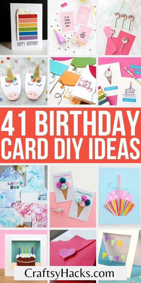 If you have been looking for inspiration for the perfect DIY birthday card to celebrate your friends and family you need to see these great handmade birthday card ideas. There is a fantastic DIY birthday card idea for everyone you know. Birthday Cards For Family, Fun Homemade Birthday Cards, Simple Card Ideas Birthday, Happy Birthday Card Craft, Easy To Make Birthday Cards Diy, Diy Birthday Card Cricut, Card Making Birthday Ideas, Sister Birthday Cards Diy, Creative Homemade Cards