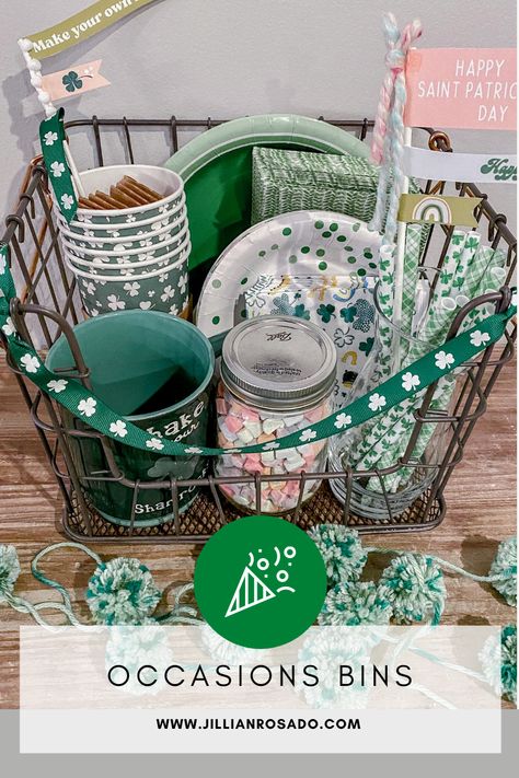 Occasion Bins, Occasion Basket, Occasions Bins, Occasion Bin, Wild Irish Rose, St. Patrick's Day Diy, Holiday Baskets, Irish Rose, Holiday Inspo