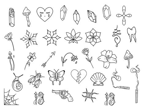 Tiny Tattoo Template, Tiny Tattoo Flash, Tiny Finger Tattoos, Mandala Hand Tattoos, Planet Tattoos, Sharpie Tattoos, Tattoo Templates, Simple Tattoo Designs, Tattoo Flash Sheet