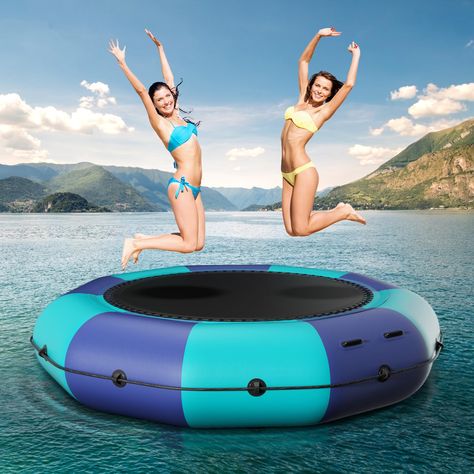 Lake Toys, Water Trampoline, Floating Water, Rope Ladder, Hippie Aesthetic, Floating Dock, Floating In Water, Water Toys, Sports Games