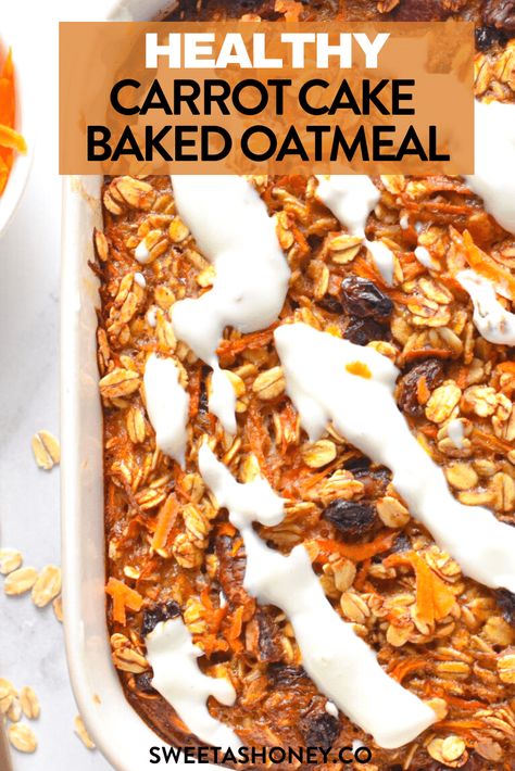 Yummy Food For Breakfast, Carrot Cake Baked Oatmeal, Food For Breakfast, Homemade Carrot Cake, Healthy Breakfast Recipe, Easy Carrot Cake, Carrot Cake Oatmeal, Baked Carrots, Healthy Carrot Cakes