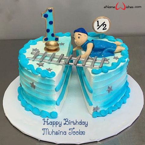 Half Year Birthday Cake with Name Edit - Best Wishes Birthday Wishes With Name Birthday Cake For Baby Boy, Birthday Cake For Baby, Half Birthday Baby Boy, Birthday Cake With Name Edit, Cake For Baby Boy, Half Birthday Cake, Write Name On Cake, Birthday Cake Write Name, Half Birthday Baby