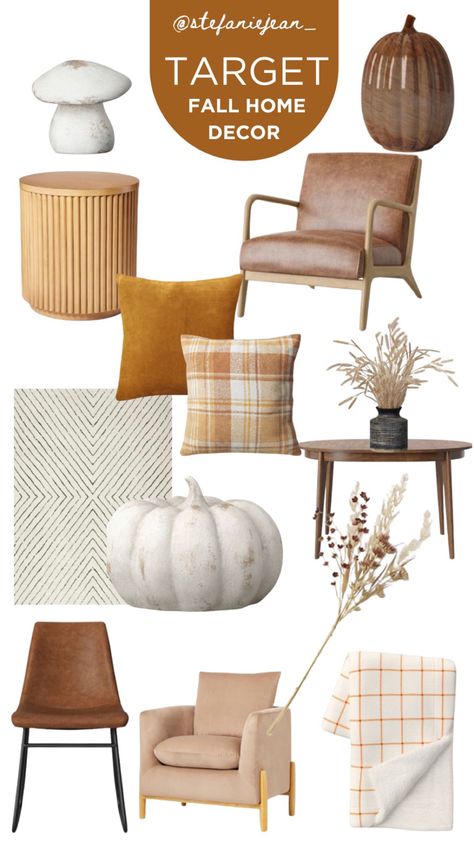 Target Fall Home Decor fall neutral home | living room | dining room | pumpkin | kitchen | brown | midcentury modern | table | chair | rug | pillow | floral | mushroom Follow my shop @stefaniejean_ on the @shop.LTK app to shop this post and get my exclusive app-only content! #liketkit #LTKSeasonal #LTKsalealert #LTKhome @shop.ltk https://liketk.it/4jcs2 Target Fall Decor, Neutral Fall Pillows, Target Fall Decor 2022, Target Pumpkin Blanket, Fall Neutrals, Mid Century Modern Table, Modern Table, Rug Pillow, Autumn Home