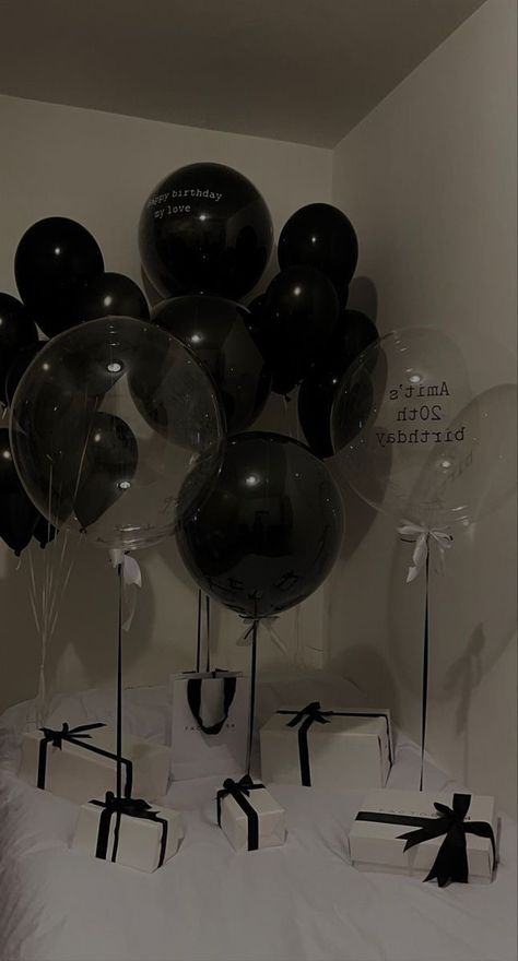 Happy Birthday Balloons For Men, Husband Birthday Ideas Romantic, 26th Birthday Ideas For Him, Black Balloons Birthday, Handmade Birthday Gifts For Boyfriend, Gifts For Boyfriend Cute, Creative Birthday Gifts For Boyfriend, Boyfriend Birthday Ideas, Present Ideas For Boyfriend