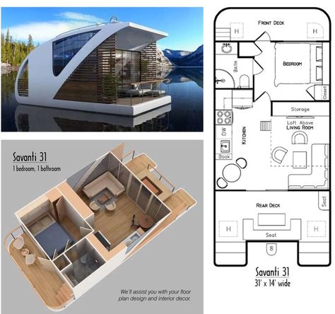 Boathouse Design, Houseboat Living, Floating Architecture, Compact House, Dome House, Prefabricated Houses, Floating House, Tiny House Cabin, Yacht Design