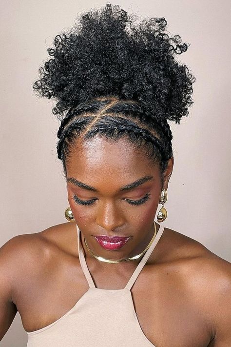 Hairstyles With Short Natural Hair, Front Twists Hairstyles, Formal Hairstyles For Black Women Natural Hair, Basic Braids For Black Hair, Natural Braid Out Hairstyles, Natural Hair Workout Styles, Black Hairstyles For Swimming, Two Braids In The Front Natural Hair, African Hairstyles For Women Natural