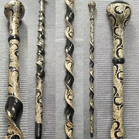 Handcarved Spiral Wooden Walking Cane, Fancy Walking Stick, Handmade Stick | eBay Painted Walking Sticks Ideas, Walking Stick Designs, Irish Walking Stick, Wood Hiking Stick, Carved Walking Sticks, Unique Walking Sticks, Masonic Symbol, Spirit Sticks, Tree Spirits